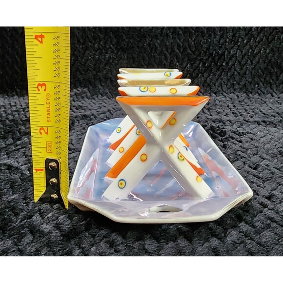 Japanese Lusterware Art Deco Toast Rack – Hand-Painted – 1920s–1930s - Picture 13 of 13